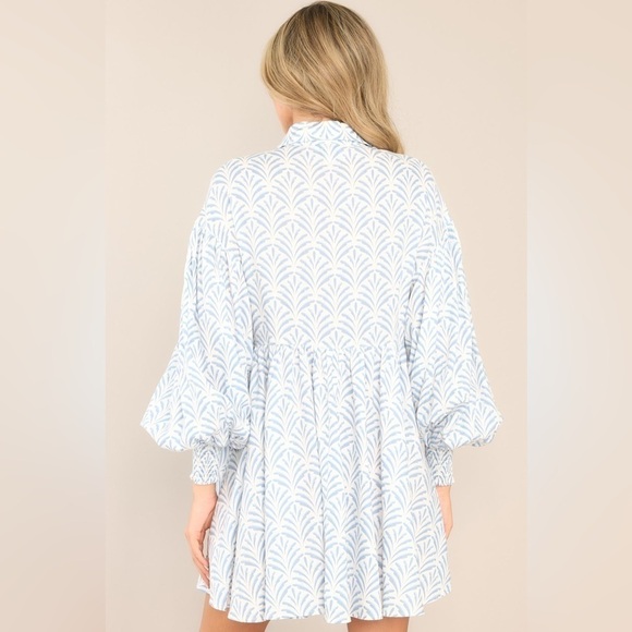 Aura Sky Blue THIS IS YOUR SIGN SKY BLUE PRINT BUTTON FRONT MINI DRESS Medium - Picture 4 of 9